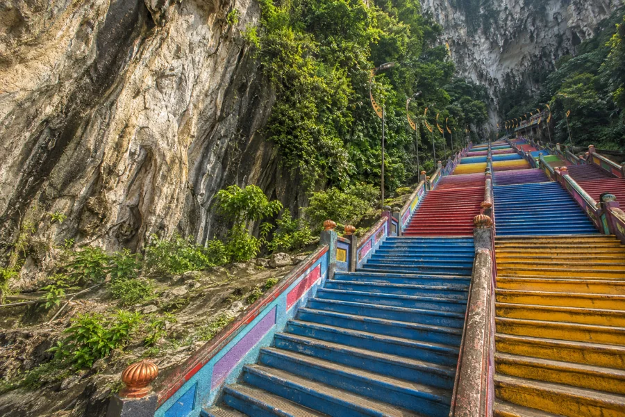 The 272 rainbow-coloured steps at Batu Caves